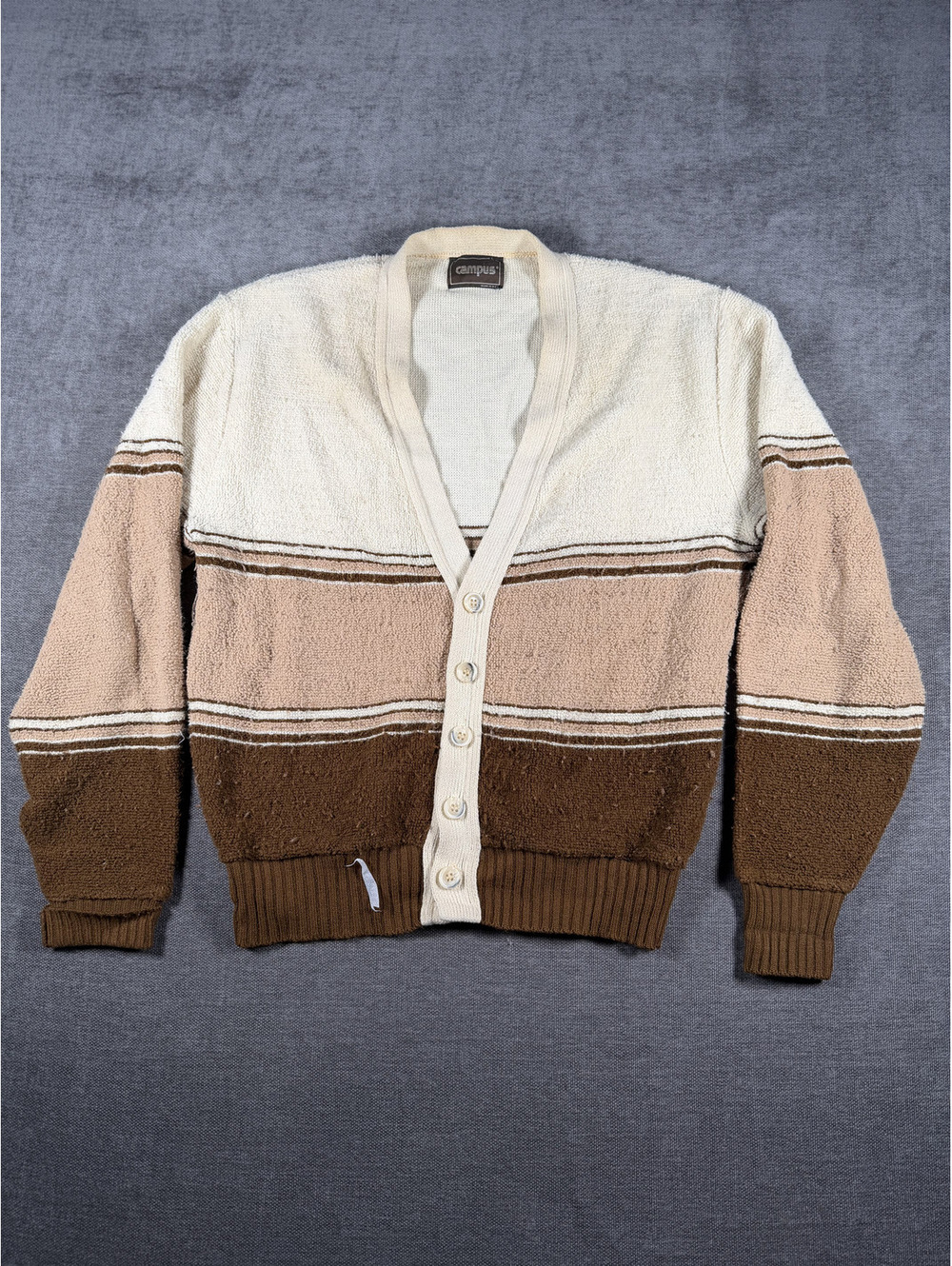 Olympus Vintage Color Block Button-Up Cardigan Sweater